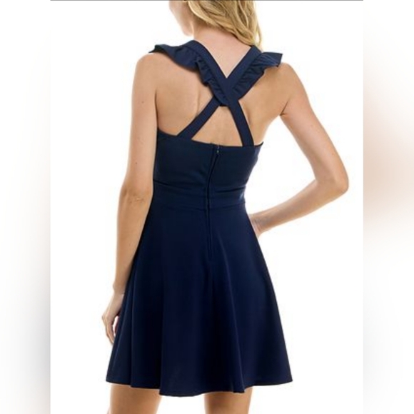 NWT B. Smart Ruffle Strap Dress in Navy 💙 Size 15 - Picture 2 of 7